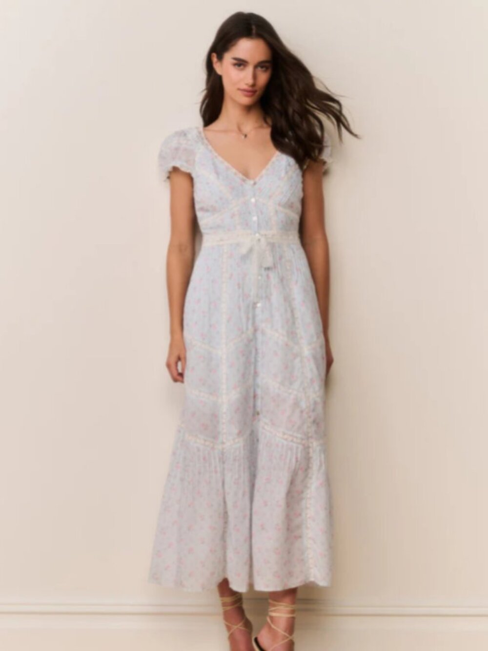NWT LoveShackFancy Aurela Floral Cotton Midi Dress